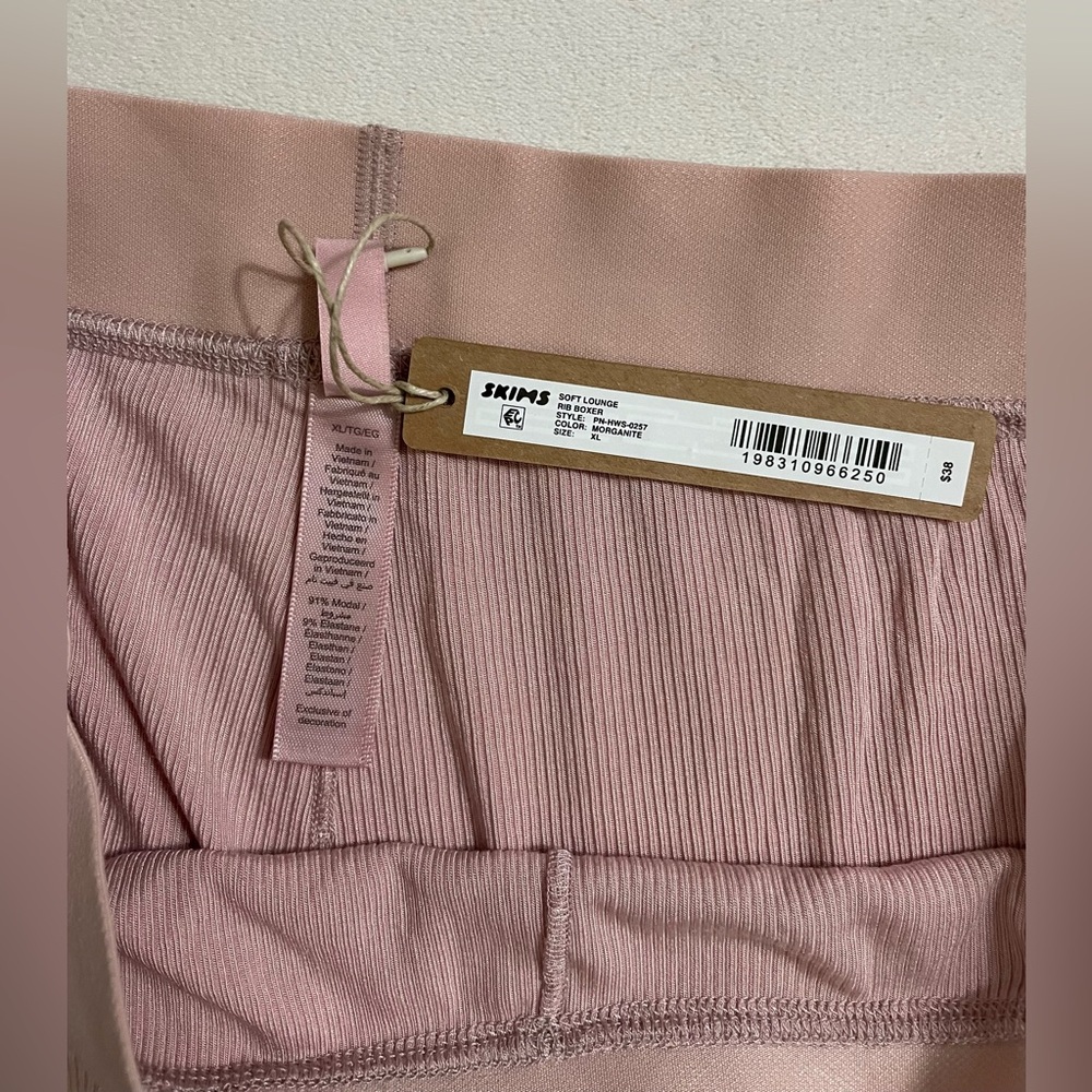 SKIMS NWT Soft Lounge Morganite Pink Ribbed Boxer Shorts Size XL - Picture 6 of 6